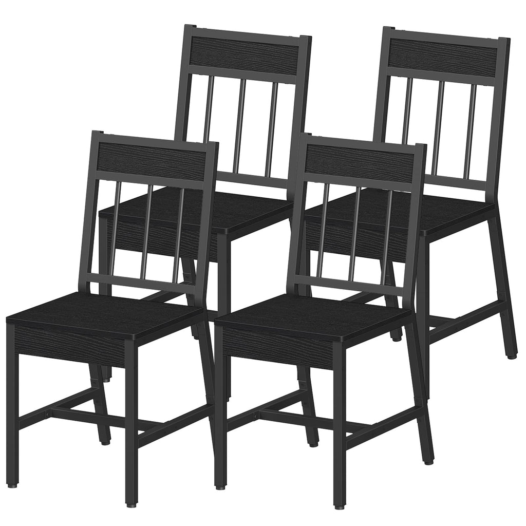 YATINEY Dining Chairs Set of 4, Industrial Kitchen Chairs with Metal Frame, Slanted Back, Wooden Dining Chair Set, for Kitchen, Living Room, Rustic Brown and Black CY03L4BR