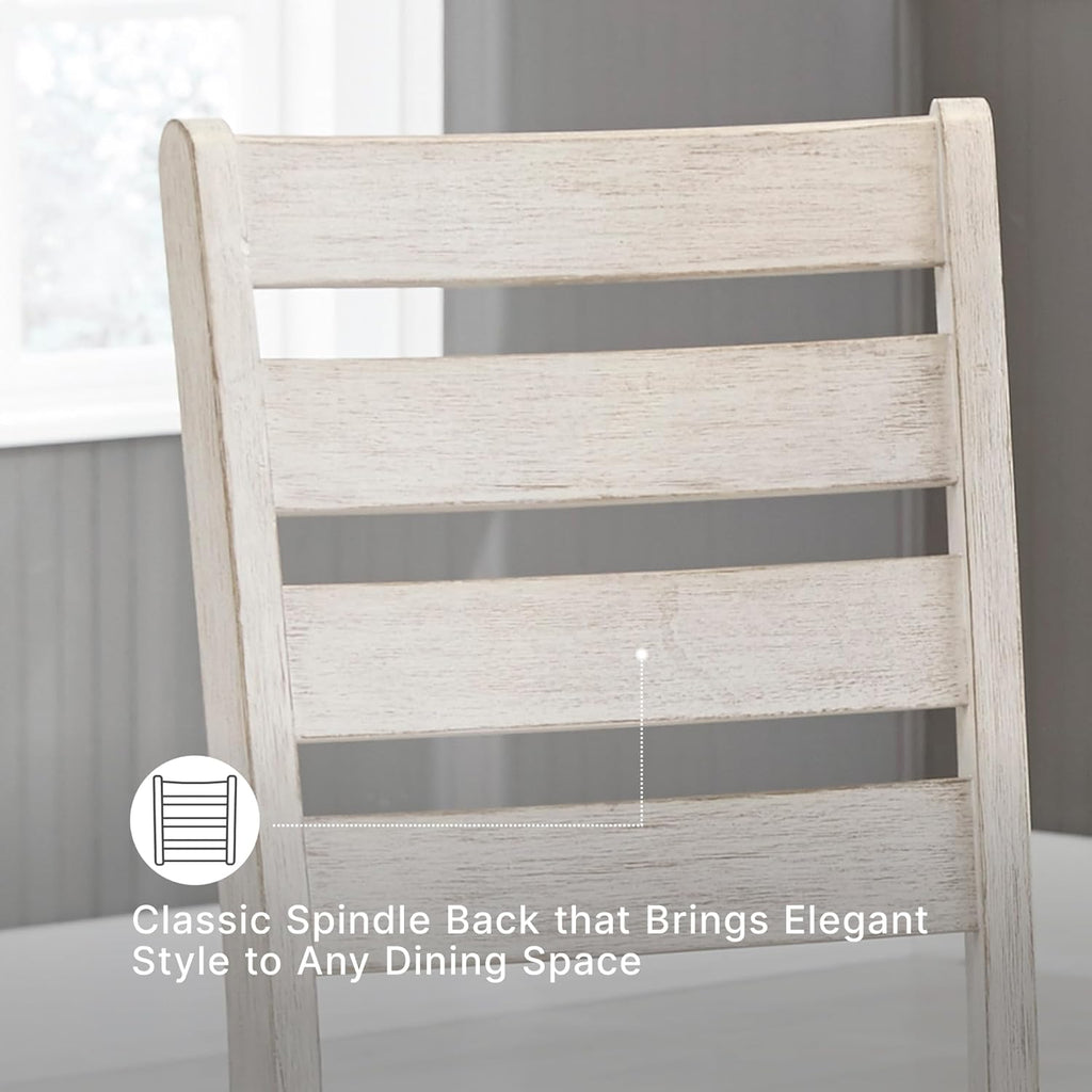 Signature Design by Ashley Skempton Modern Farmhouse Dining Room Chair, 2 Count, Ladderback Design, Wood, 17.75" W x 21.5" D x 38.63" H, White and Light Brown