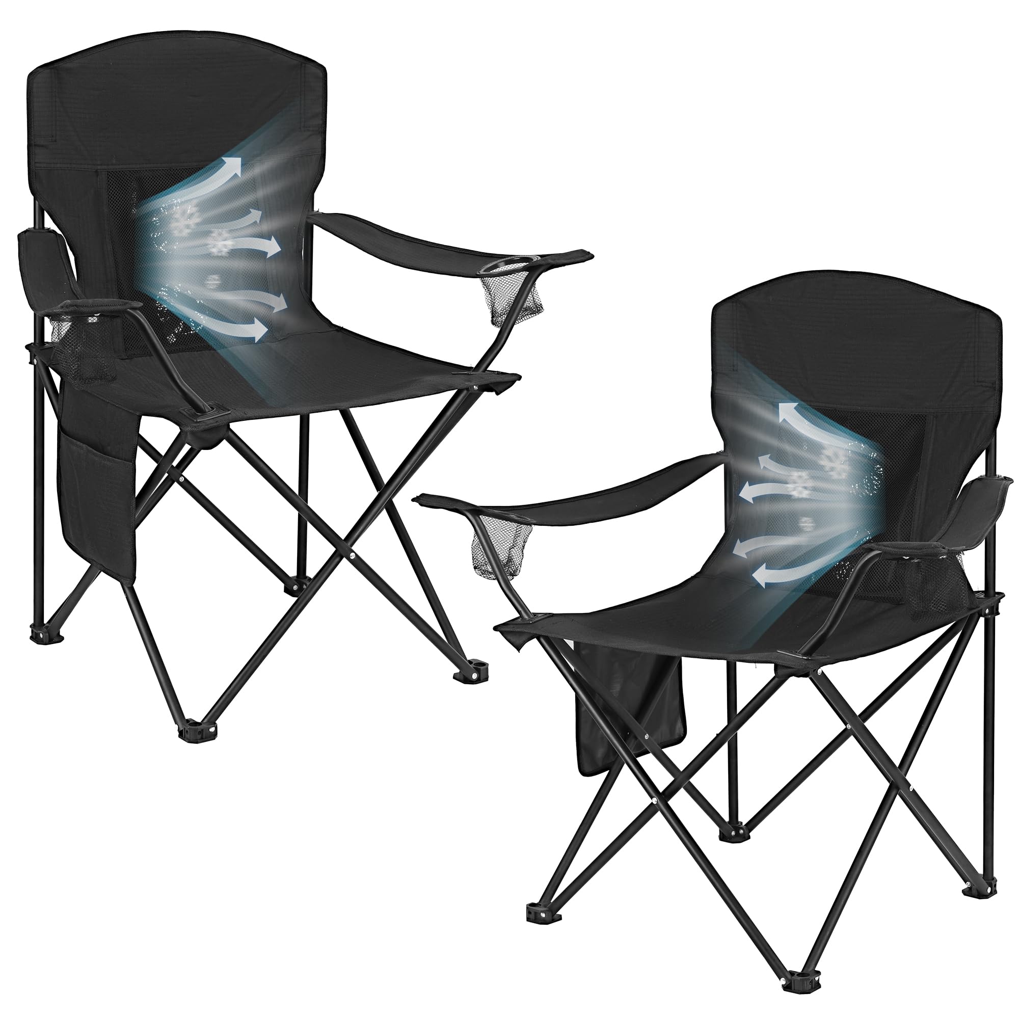 WEIDIORME 2 Pack Lightweight Camping Chairs for Adults & Teens, 250LBS Capacity Foldable Portable Chairs with Carry Bag, Compact Design for Camping, Beach, Picnics, and Outdoor Events