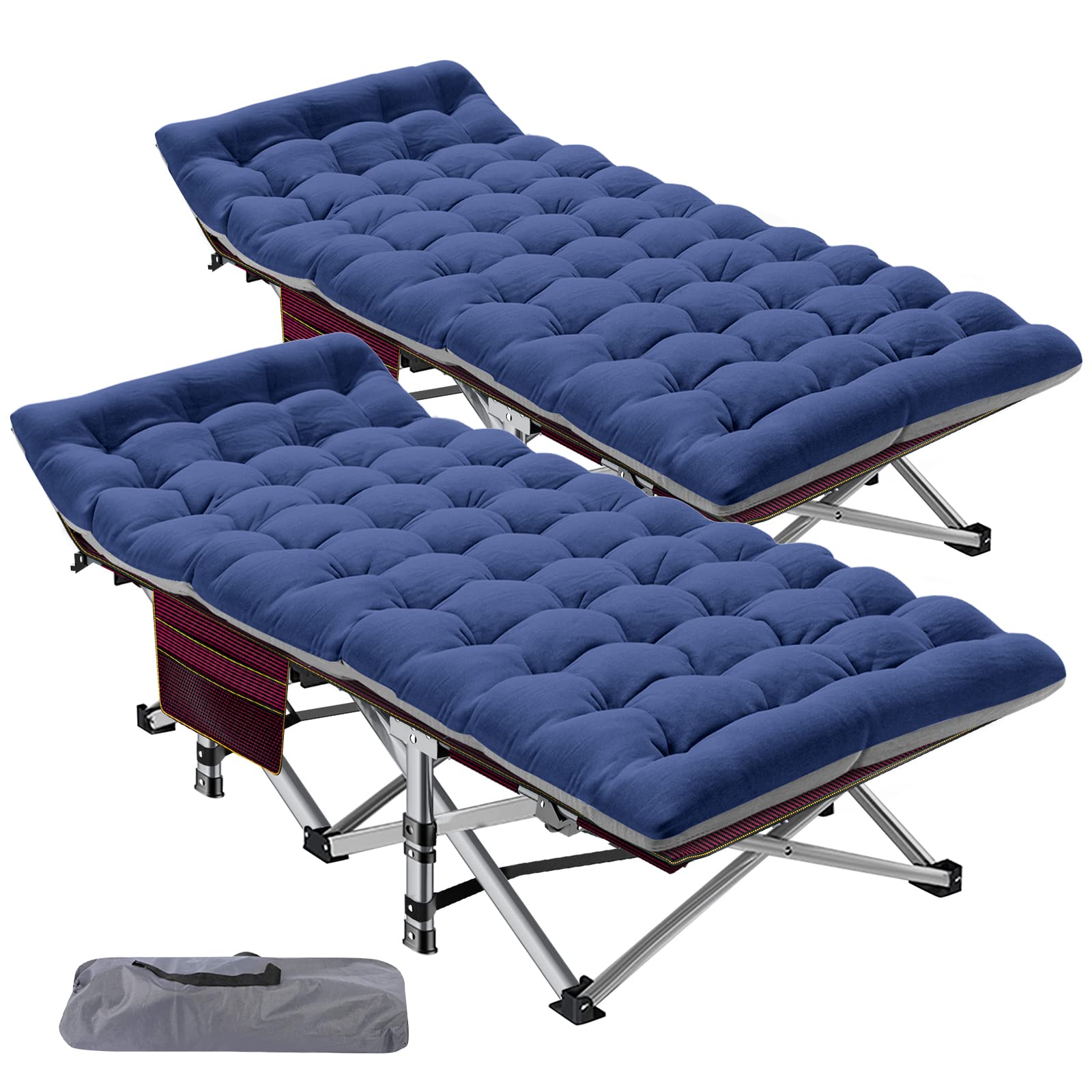 ABORON XXL Camping Cot for Adults, Oversized 78"×32" Folding Camping Bed, 900LBS Heavy Duty Outdoor Sleeping Cot with Mattress Pad, 1200D Oxford, Portable with Carry Bag