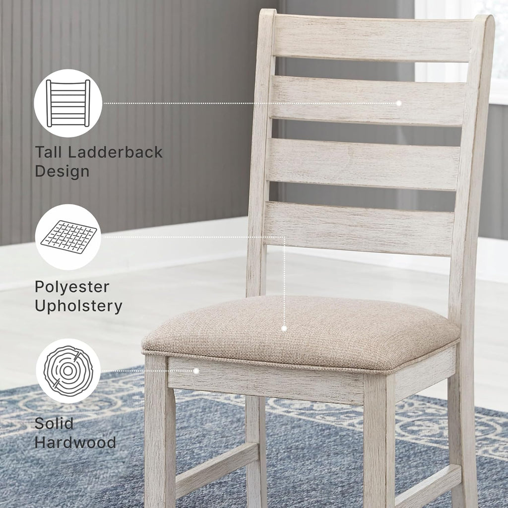 Signature Design by Ashley Skempton Modern Farmhouse Dining Room Chair, 2 Count, Ladderback Design, Wood, 17.75" W x 21.5" D x 38.63" H, White and Light Brown