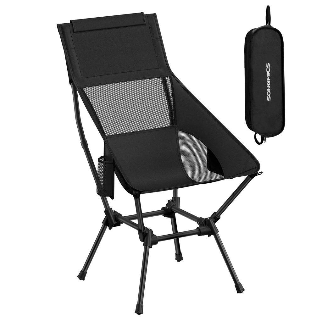 SONGMICS Camping Chair, Lightweight Folding Beach Chair, Adjustable Height, Steel Frame, Portable for Outdoor Travel