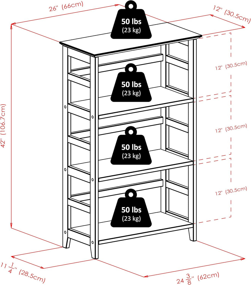 Winsome Studio 3-Tier Bookshelf, 42" in Honey Pine, Classic Display Bookcase, Functional & Stylish Shelving Unit for Convenient Home Storage in Living Room, Bedroom, Office, Dorm