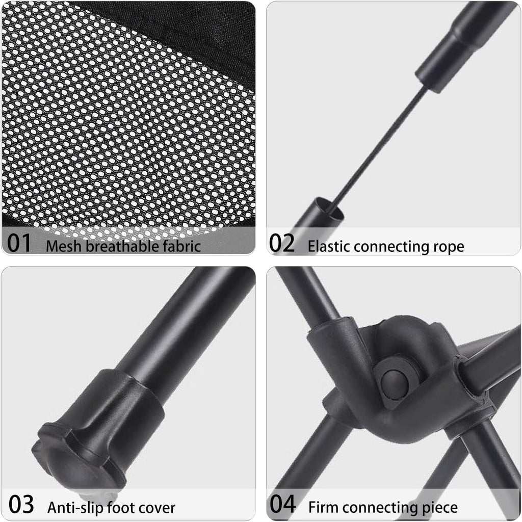 Wind Tour Portable Camping Chair Lightweight Foldable Outdoor Chair for Hiking Camp Backpacking Lawn Beach Fishing Picnic with Carry Bag (Black)