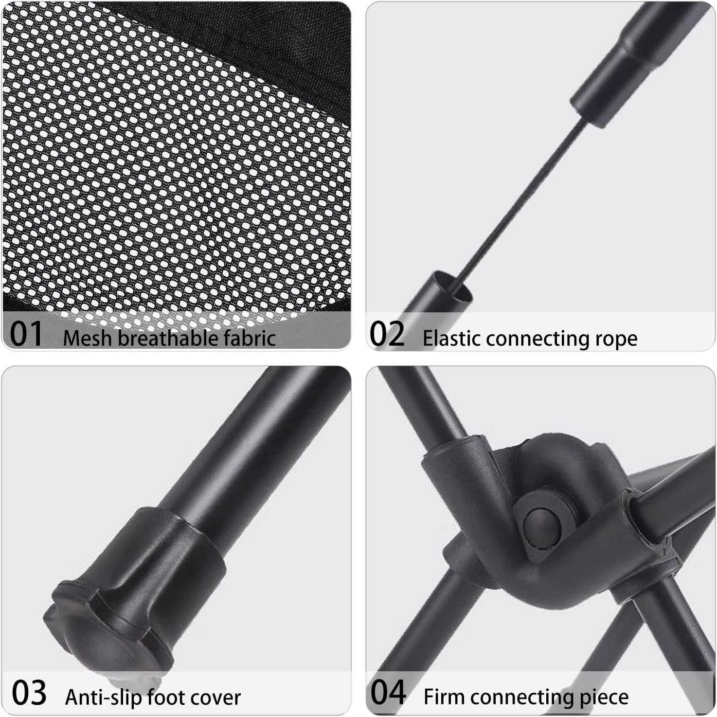 Wind Tour Portable Camping Chair Lightweight Foldable Outdoor Chair for Hiking Camp Backpacking Lawn Beach Fishing Picnic with Carry Bag (Black)