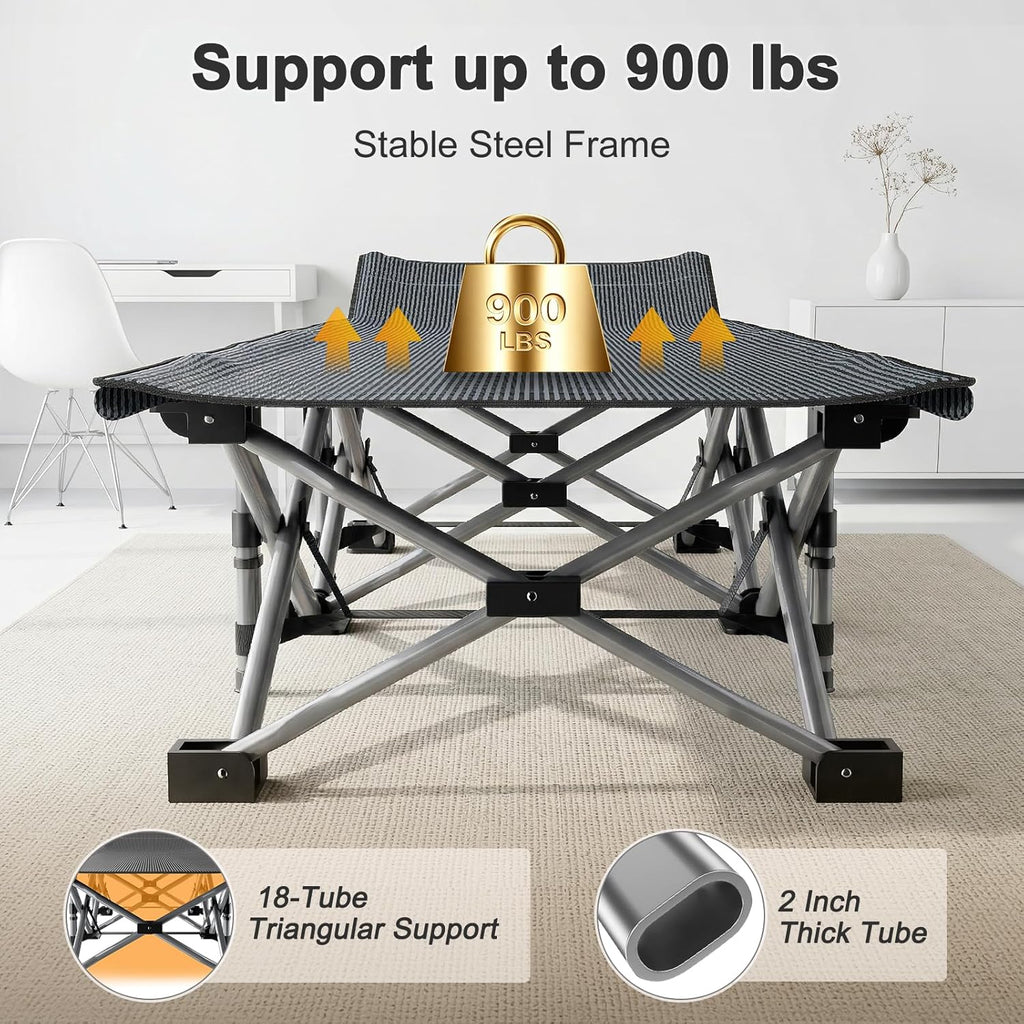ABORON XXL Camping Cot for Adults, Oversized 78"×32" Folding Camping Bed, 900LBS Heavy Duty Outdoor Sleeping Cot with Mattress Pad, 1200D Oxford, Portable with Carry Bag