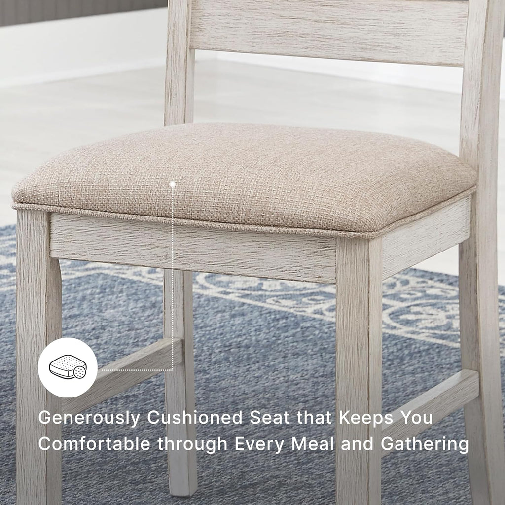 Signature Design by Ashley Skempton Modern Farmhouse Dining Room Chair, 2 Count, Ladderback Design, Wood, 17.75" W x 21.5" D x 38.63" H, White and Light Brown