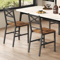 MAHANCRIS Dining Chair Set of 2, Rustic Wooden Kitchen Chairs with Backrest, Farmhouse Dining Chairs for Kitchen, Industrial Style Chair with Metal Frame, Easy Assembly, Rustic Brown TBHR1001