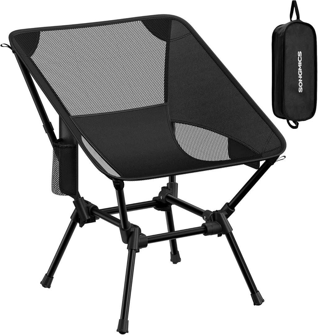 SONGMICS Camping Chair, Lightweight Folding Beach Chair, Adjustable Height, Steel Frame, Portable for Outdoor Travel