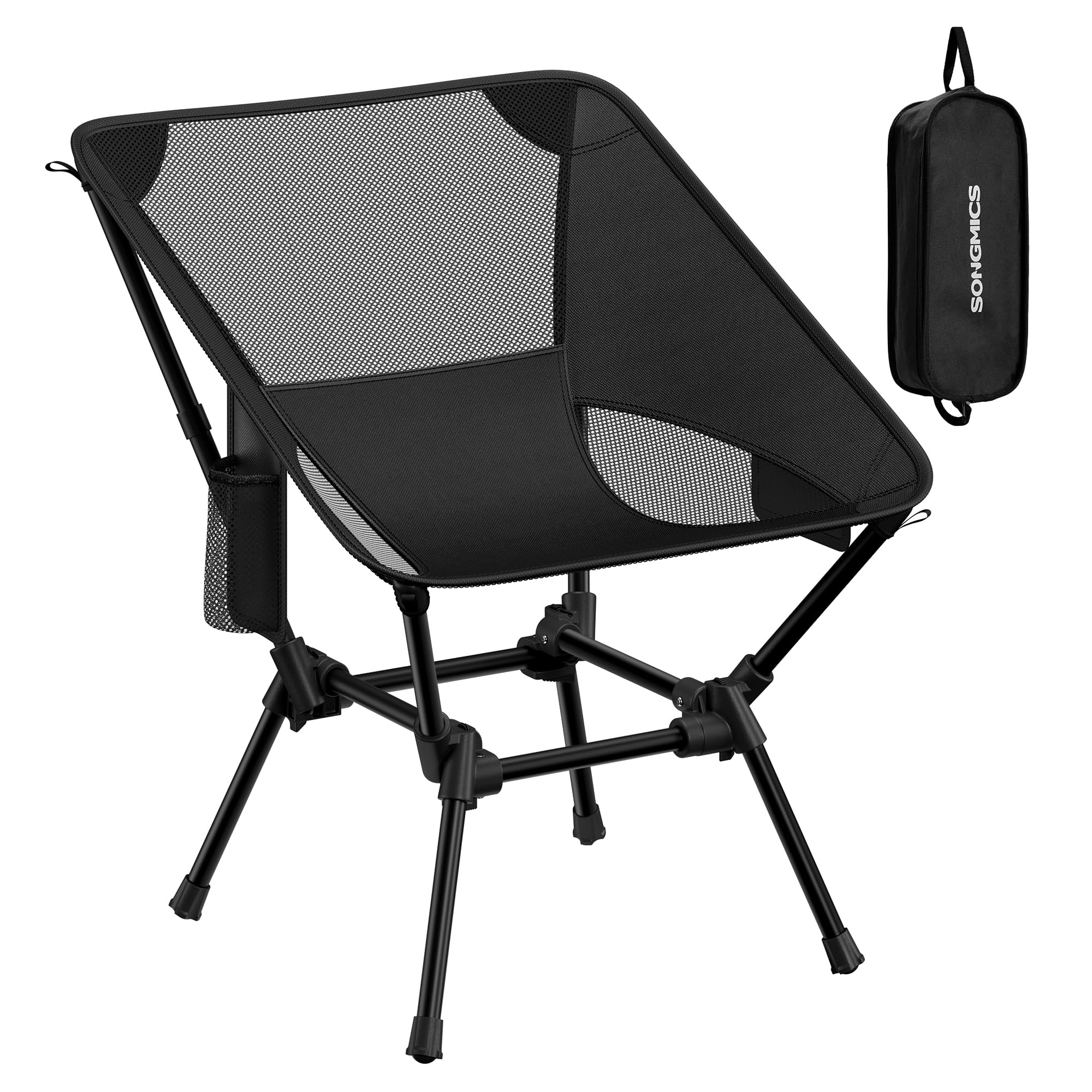 SONGMICS Camping Chair, Lightweight Folding Beach Chair, Adjustable Height, Steel Frame, Portable for Outdoor Travel