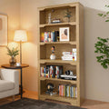5-Tier Open Bookshelf, Modern Floor-Standing Wood Bookcase in White Oak Finish, Eco-Friendly Malacca Board Storage Display Shelves for Living Room and Home Office
