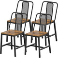 YATINEY Dining Chairs Set of 4, Wooden Kitchen Chairs, Farmhouse Dining Chairs with Back Support, for Living Room, Kitchen, Rustic Brown and Black CY01L4BRN1