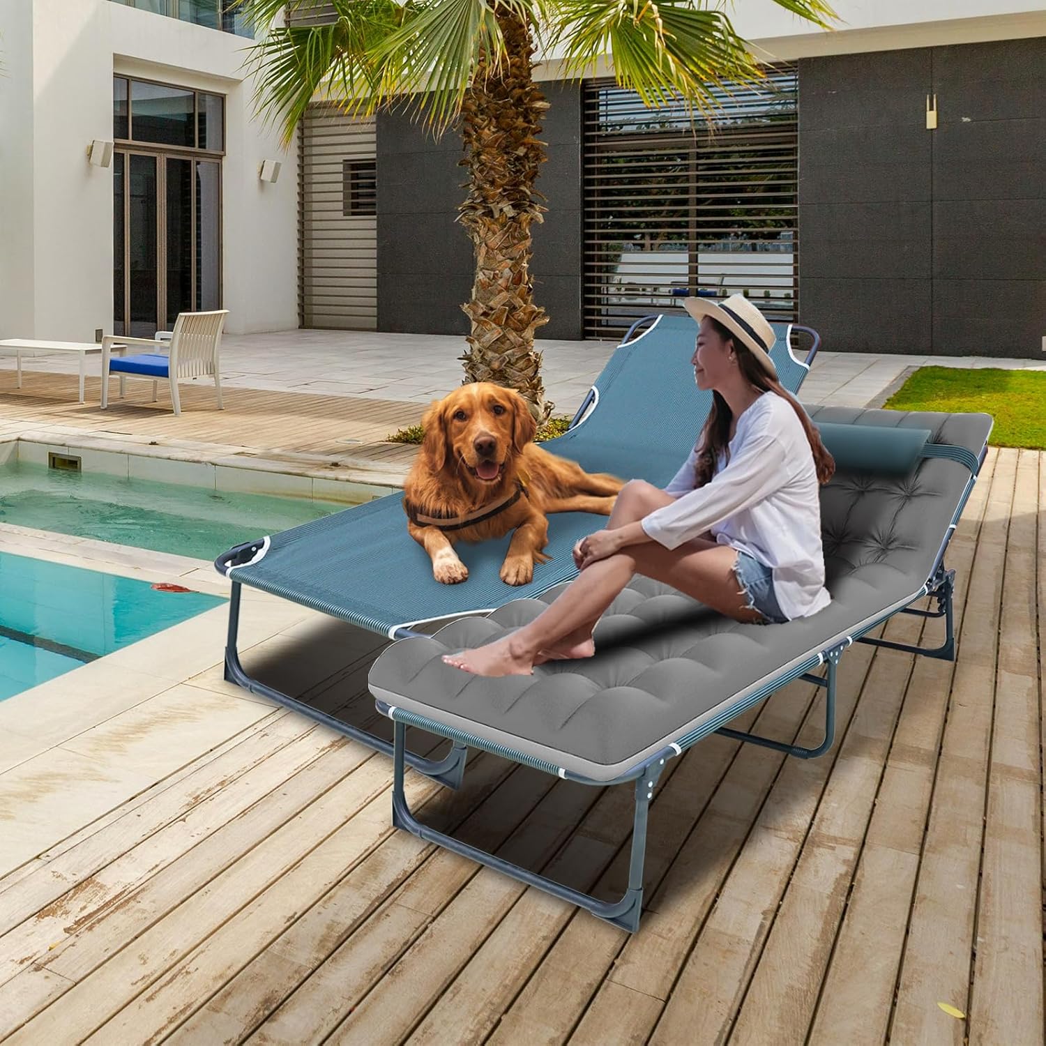 Big RED Camping Sleeping Cot,5-Position Folding Cot,Lounge Chair with Mattress,Folding Sleeping Cot,Camping Cots for Adults